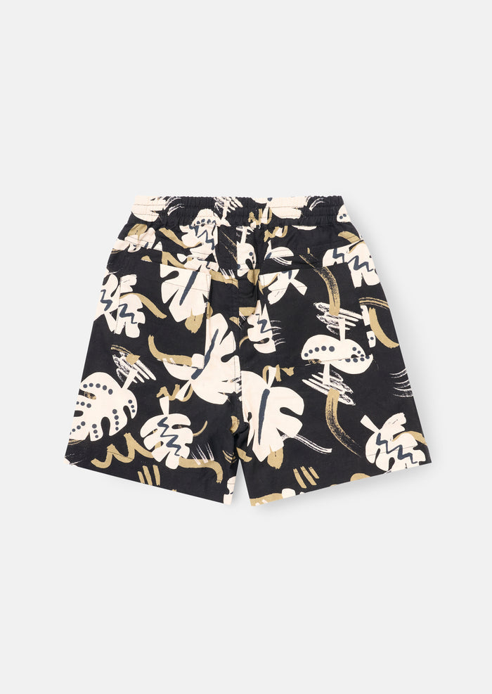 Finn Leaf Print Textured Short