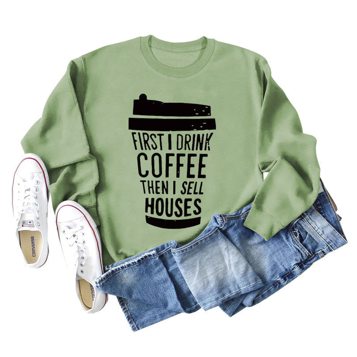 Olive green sweater (black font) / S