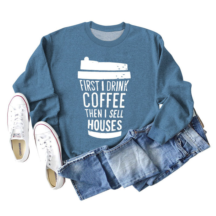 Blue sweater (white font) / S
