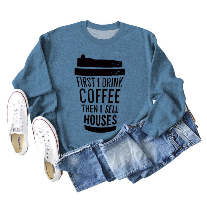 Blue sweater (black font) / S