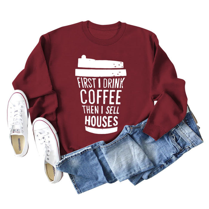 Wine red sweater (white font) / S
