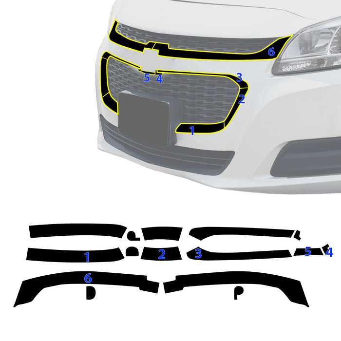 Fits Chevrolet Malibu 2013-2015 Vinyl Chrome Delete Grille Blackout Decal Stickers Overlay Film - Bogar Tech Designs