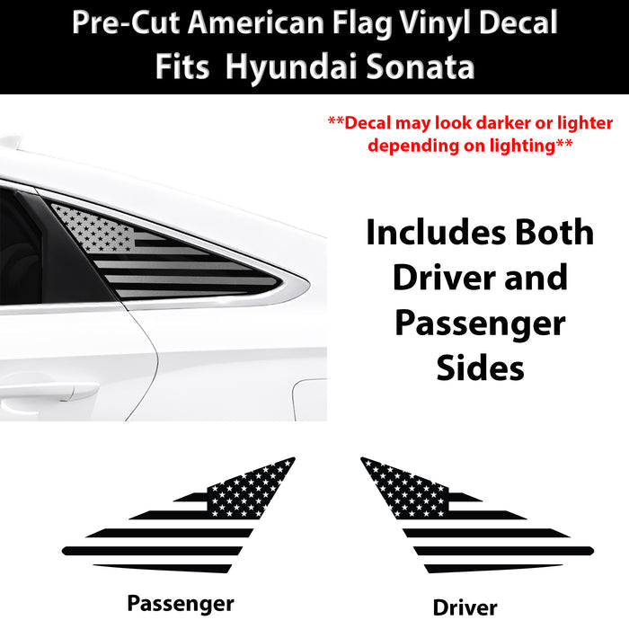 Fits Hyundai Sonata 2015-2017 Quarter Window American Flag Vinyl Decal Stickers - Bogar Tech Designs