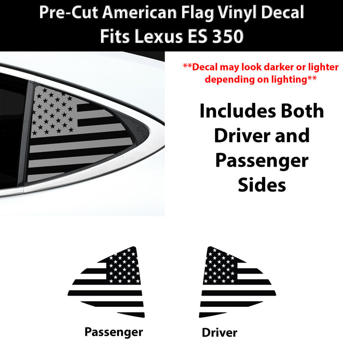 Fits Lexus ES 2013-2018 Quarter Window American Flag Vinyl Decal Stickers - Bogar Tech Designs