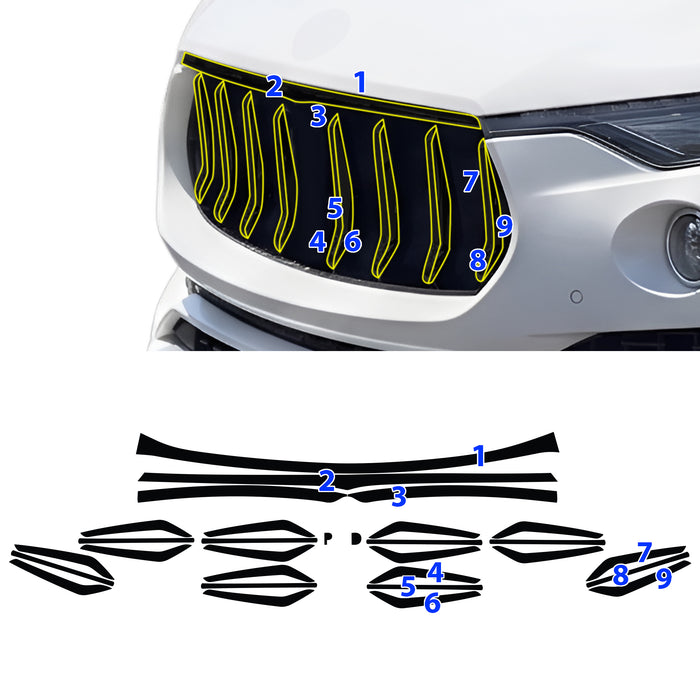 Fits Maserati Levante 2017-2020 Vinyl Chrome Delete Grille Blackout Decal Stickers Overlay Film - Bogar Tech Designs