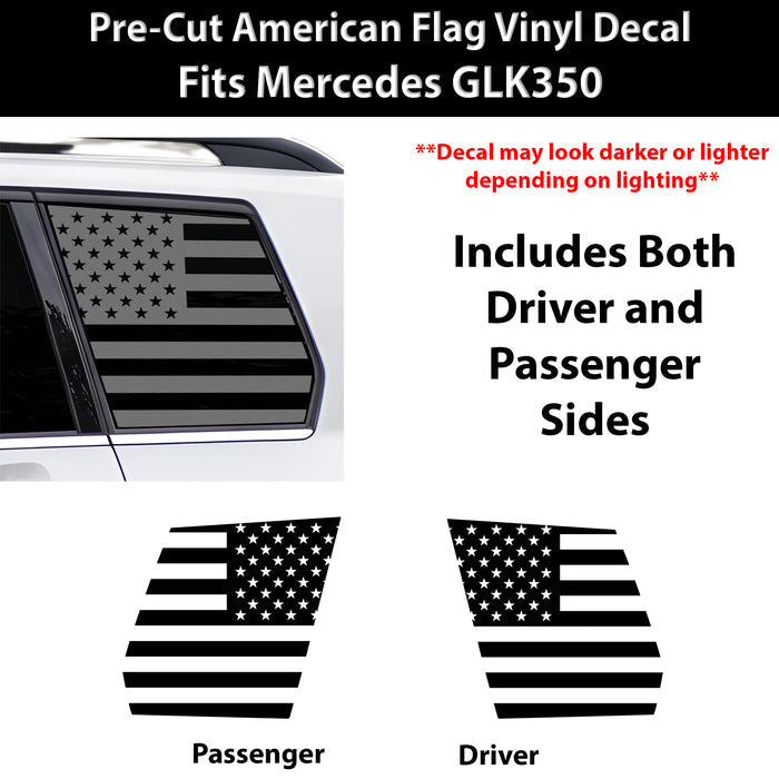 Fits Mercedes-Benz GLK 2010-2015 Quarter Window American Flag Vinyl Decal Stickers - Bogar Tech Designs