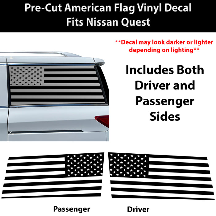 Fits Nissan Quest 2011-2017 Quarter Window American Flag Vinyl Decal Stickers - Bogar Tech Designs