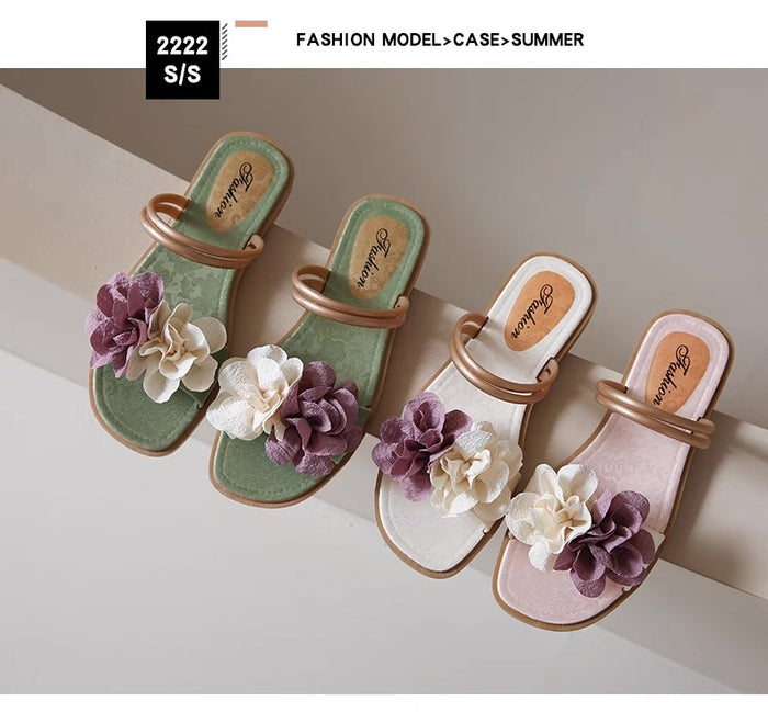Floral Summer Sandals Canada | Flat Slide Slippers $14.99