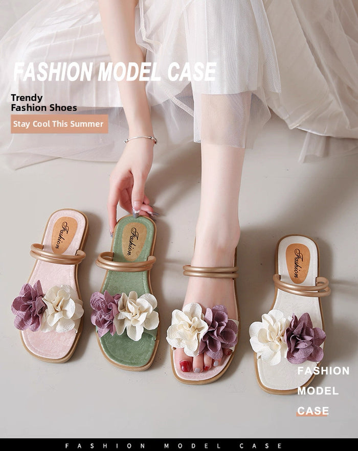 Floral Summer Sandals Canada | Flat Slide Slippers $14.99