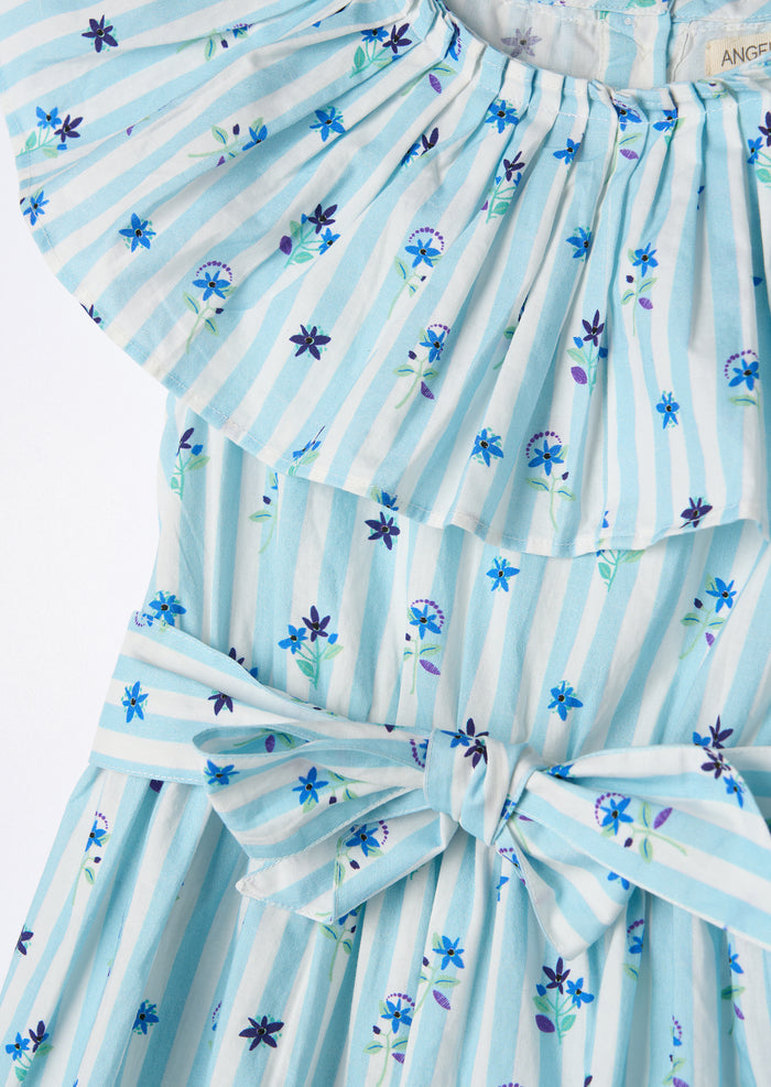 Flori Blue Pleated Collar Dress