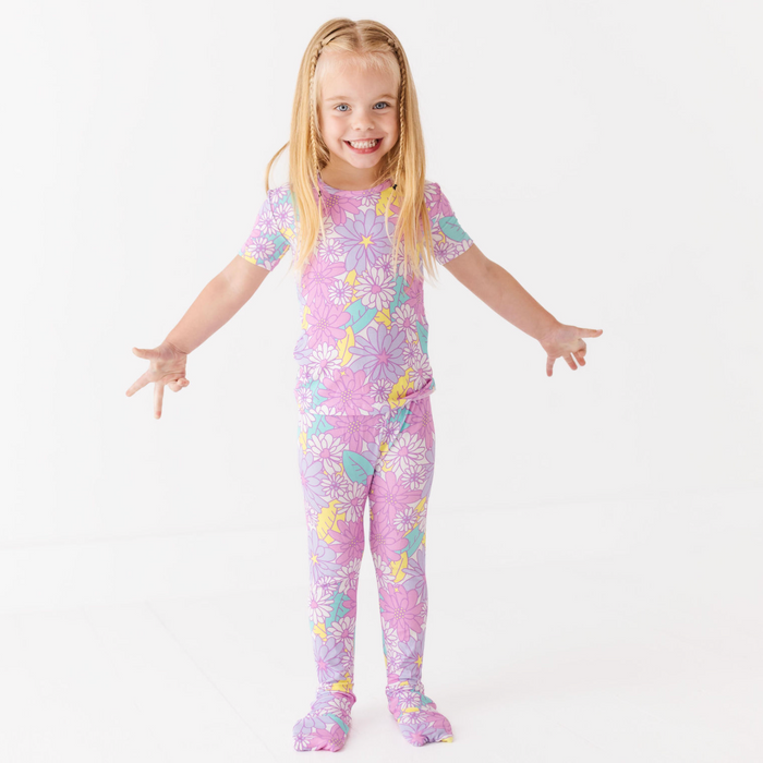 Flower Power All Wrapped Up Kid's Two Piece Jammie Set