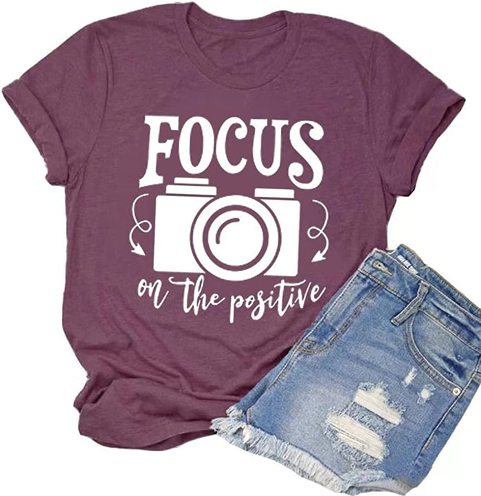 Focus On The Positive T-Shirt for Women Positive Graphic Shirt