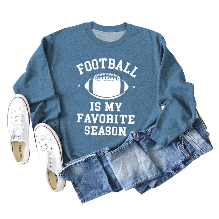 Blue sweater (white font) / S