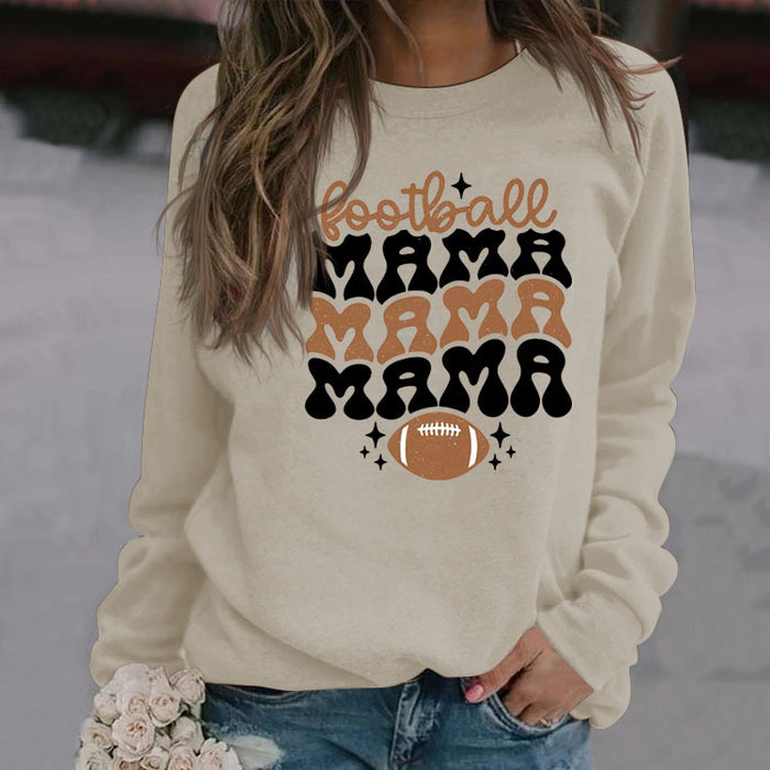 FOOTBALL MAMA Football Letter Printing Fashion Printing New Long Sleeve Sweater