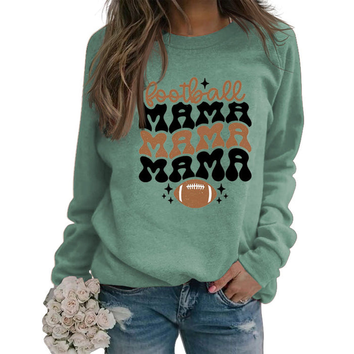 FOOTBALL MAMA Football Letter Printing Fashion Printing New Long Sleeve Sweater