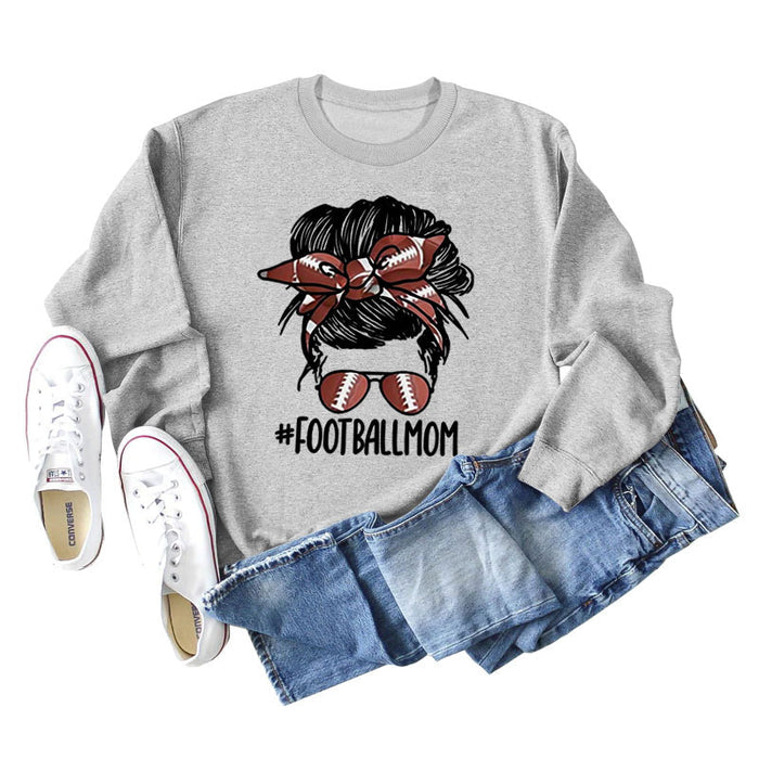 FOOTBALL MOM Women's Casual Round Neck Long Sleeve Large Sweater Women