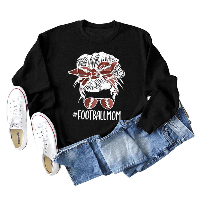 FOOTBALL MOM Women's Casual Round Neck Long Sleeve Large Sweater Women