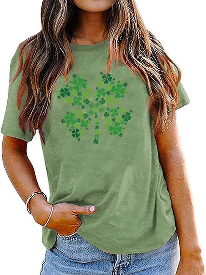 Four Leaf Clover Shirt Women 4 Leaf Lucky St Patricks Day T-Shirt