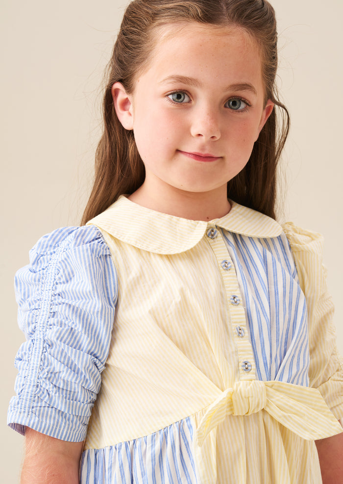 Frankie Blue Mixed Stripe Shirt Dress