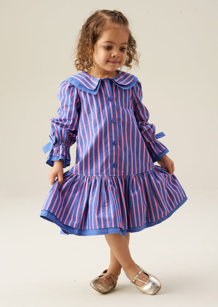 Frankie Stripe Double Collar Dress