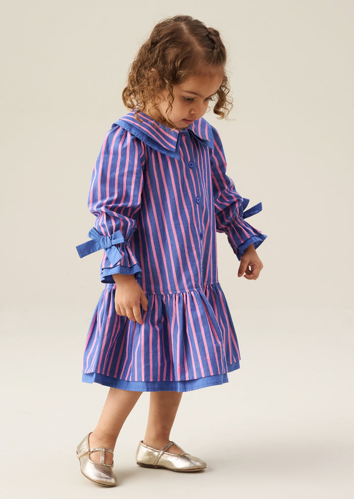Frankie Stripe Double Collar Dress