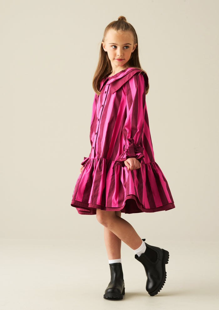 Frankie Stripe Double Collar Dress