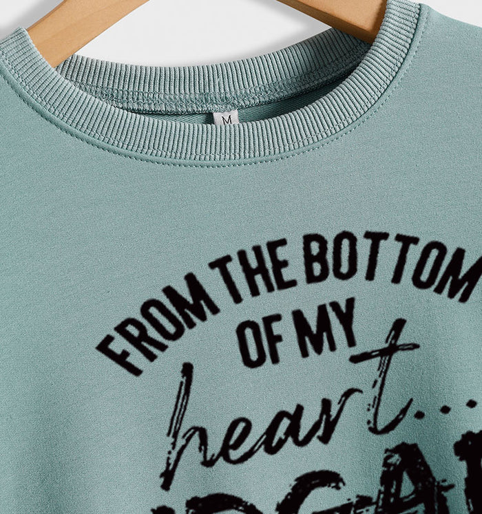From The Bottom Letters Round Neck Women's Tops Long-sleeved Printed Loose Sweatshirt