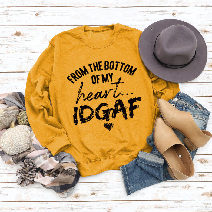 From The Bottom Letters Round Neck Women's Tops Long-sleeved Printed Loose Sweatshirt