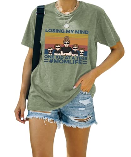 Funny Mom Shirt Women Losing My Mind One Kid at A Time Shirt T-Shirt