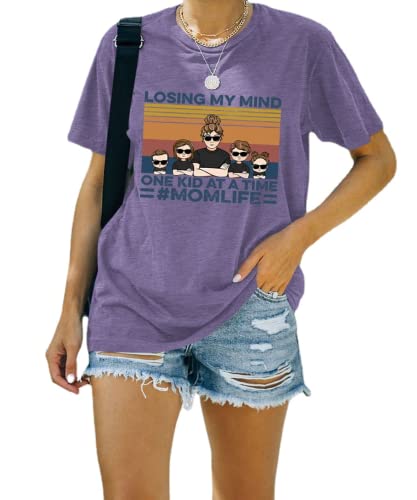 Funny Mom Shirt Women Losing My Mind One Kid at A Time Shirt T-Shirt