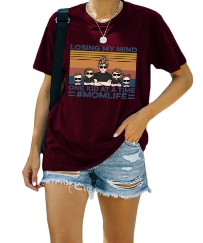 Funny Mom Shirt Women Losing My Mind One Kid at A Time Shirt T-Shirt
