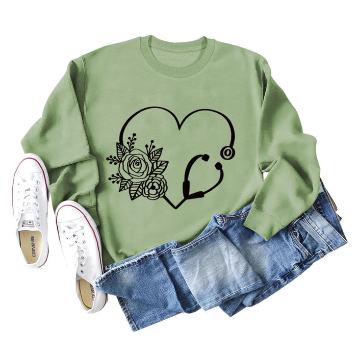 Olive green sweater (black font) / S