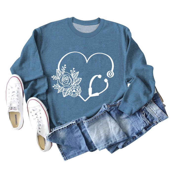 Blue sweater (white font) / S