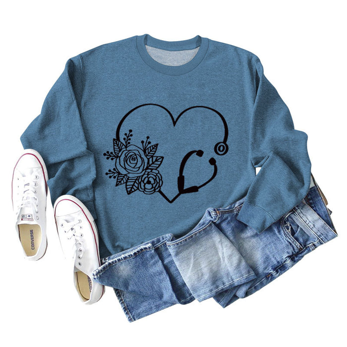 Blue sweater (black font) / S
