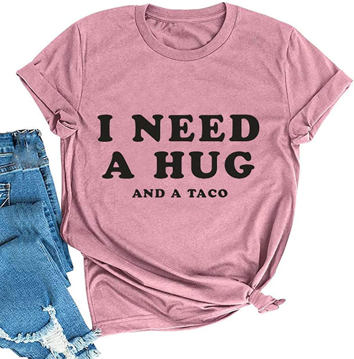 FZLYE Womens I Need A Huge Glass of Wine T-Shirt Short Sleeve Taco Tees Margarita Shirt Funny Drinking Tops