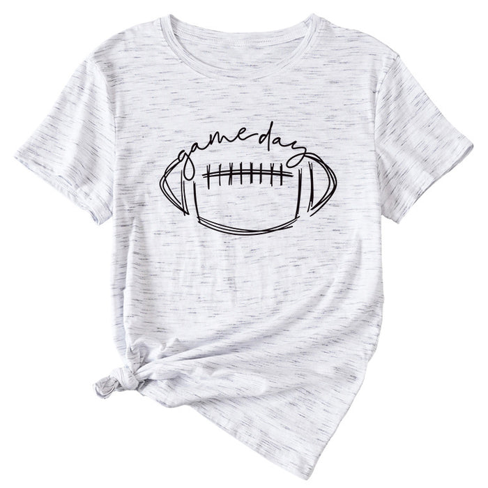 Game Day Fun Rugby Pattern Women's Casual Short-sleeved TopT-Shirt
