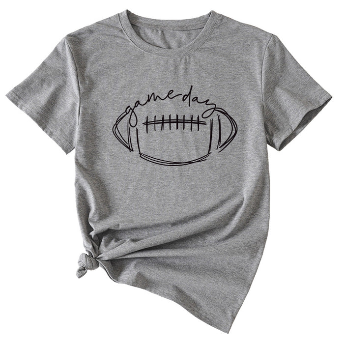 Game Day Fun Rugby Pattern Women's Casual Short-sleeved TopT-Shirt
