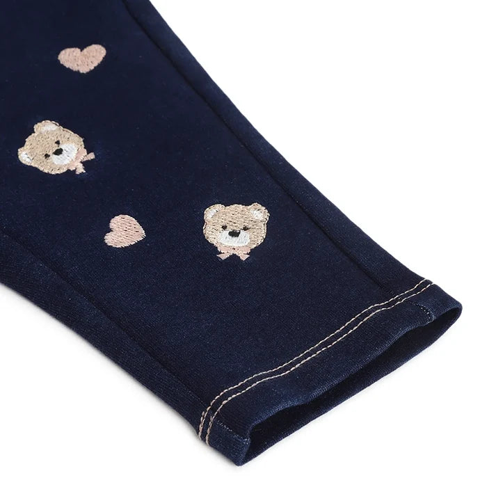 Girls Blue Embroidered Trousers