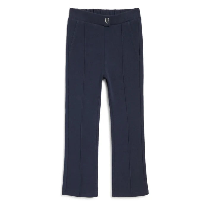 Girls Blue Mid-Rise Relaxed Trousers