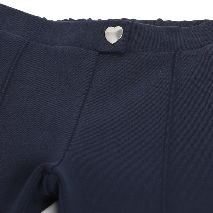 Girls Blue Mid-Rise Relaxed Trousers