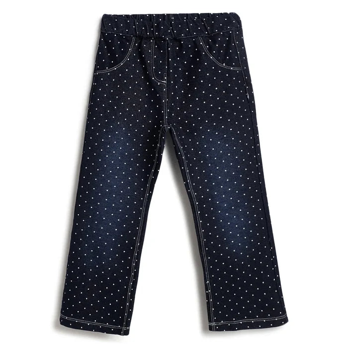 Girls Medium Blue Polka Dot Jeans