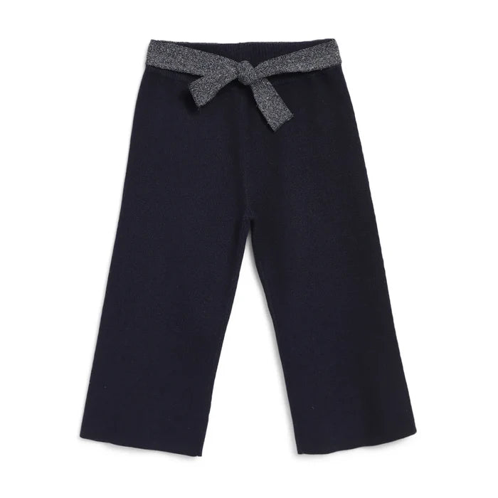 Girls Navy Blue Mid-Rise Parallel Trousers
