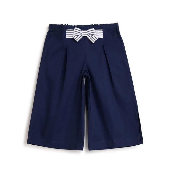 Girls Navy Blue Pleated Trousers