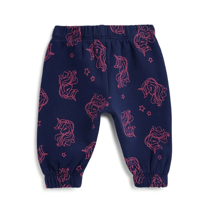Girls Navy Printed Joggers