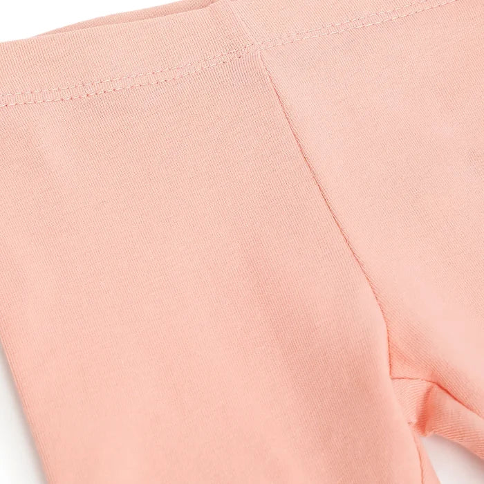 Girls Peach Printed Leggings