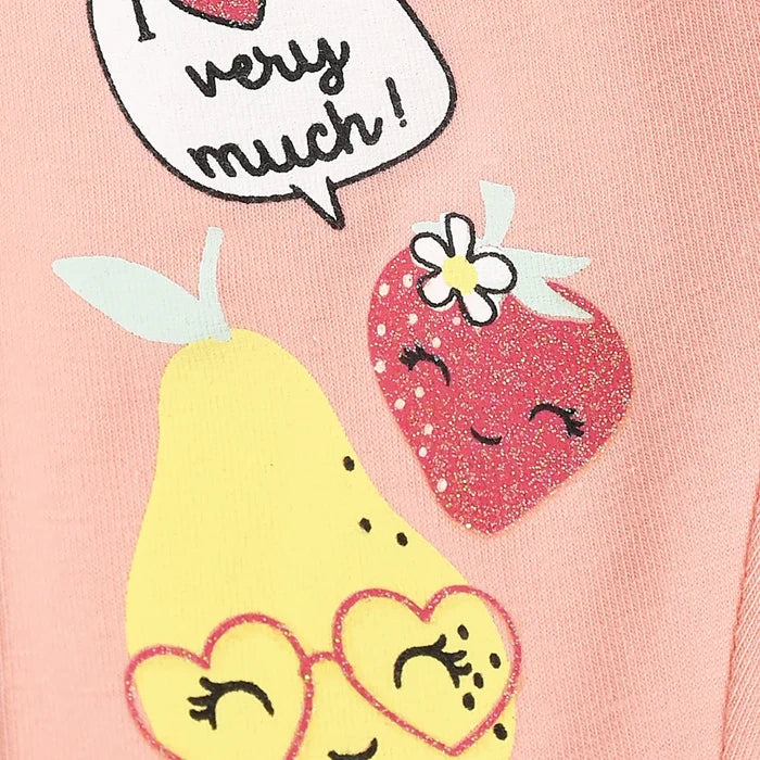Girls Peach Printed Leggings