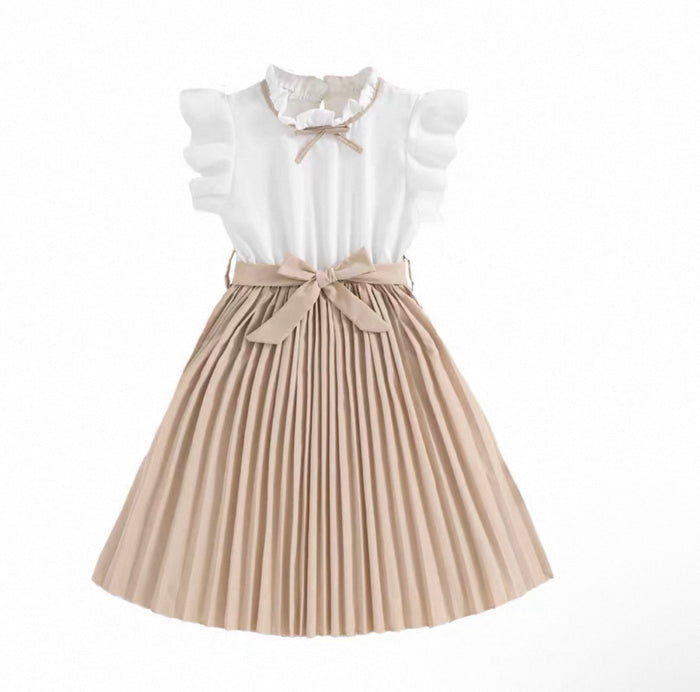 Girls' Pleated Dress with Scalloped Sleeves | Canada