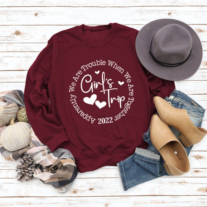 Wine red sweater (white font) / S