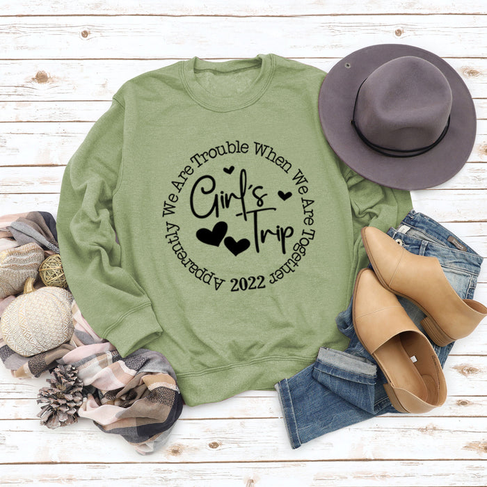 Olive green sweater (black font) / S