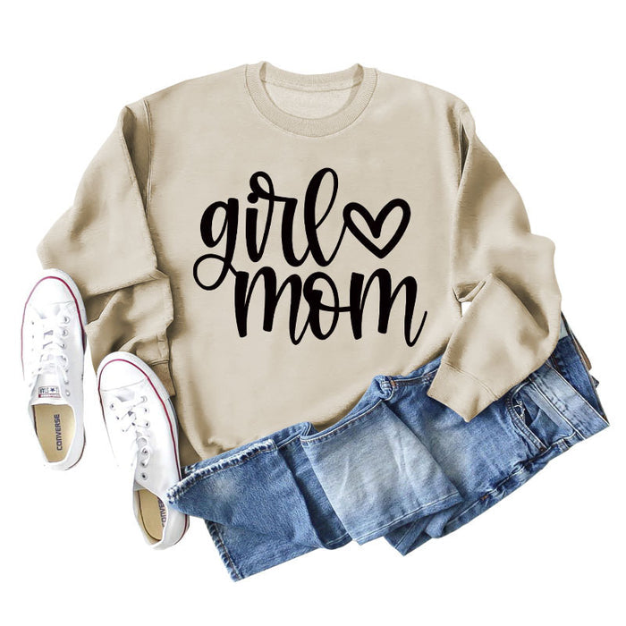 Girmom Love Letter Printing Fashion Loose Bottoming Long Sleeve Plus Size Sweater